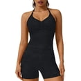 thumbnail image 4 of Soyumi Workout Sets for Women 2 Piece seamless Halter Sports Bra Scrunch Butt Impact Shorts Gym Yoga Outfits Booty Lifting ShortsBlack, 4 of 5