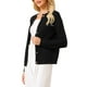 thumbnail image 4 of Suéter de Cardigan de Botones para Mujer INSPIRE CHIC, Cuello Redondo, Manga Larga, Tejido de Punto, Chaqueta de Canalé, XL, Negro, 4 of 5