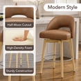 thumbnail image 5 of ReNest 27" Swivel Bar Stools, Upholstered Barstools with Wood Legs & Footrest, Counter Height Stools for Kitchen Island & Home Bar, Camel Faux Leather, Set of 2, 5 of 16
