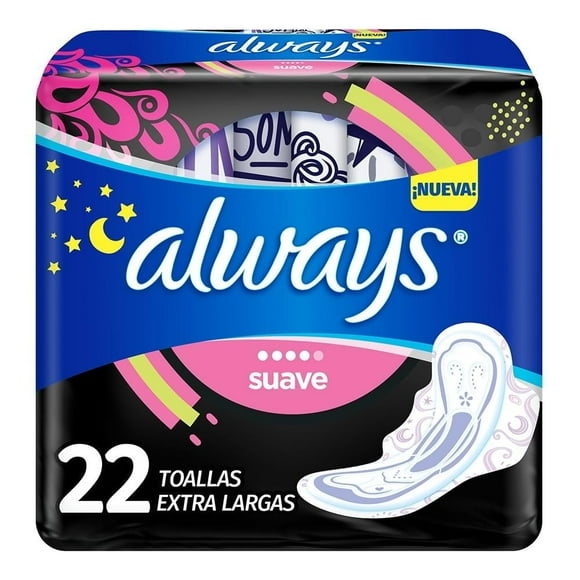 Toallas femeninas Always Noches Tranquilas Suave Nocturna 3X protección 22 pzas