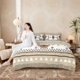 thumbnail image 4 of Erosebridal Bohemian Aztec Twin Bedding Sets, White Brown Aesthetic Bedding Comforter Set, Gray Reversible 7-Piece, 4 of 6