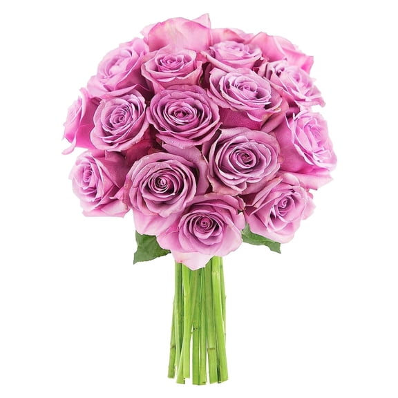 KaBloom : Lavender Roses 18 with Greens Bouquet, Next-Day Delivery, Gift for Every Occasion