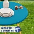 thumbnail image 4 of decorUhome Round Stretch Spandex Tablecloth, Washable Reusable Table Cover for 57"-68" Tables, Waterproof Fitted Table Cloth for Party, Picnic, Turquoise, 4 of 10