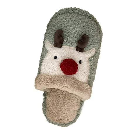 

Christmas Gifts Christmas Deer Slippers For Men And Women Winter Warm Cotton House Slippers slipper for Women Suede Mint Green
