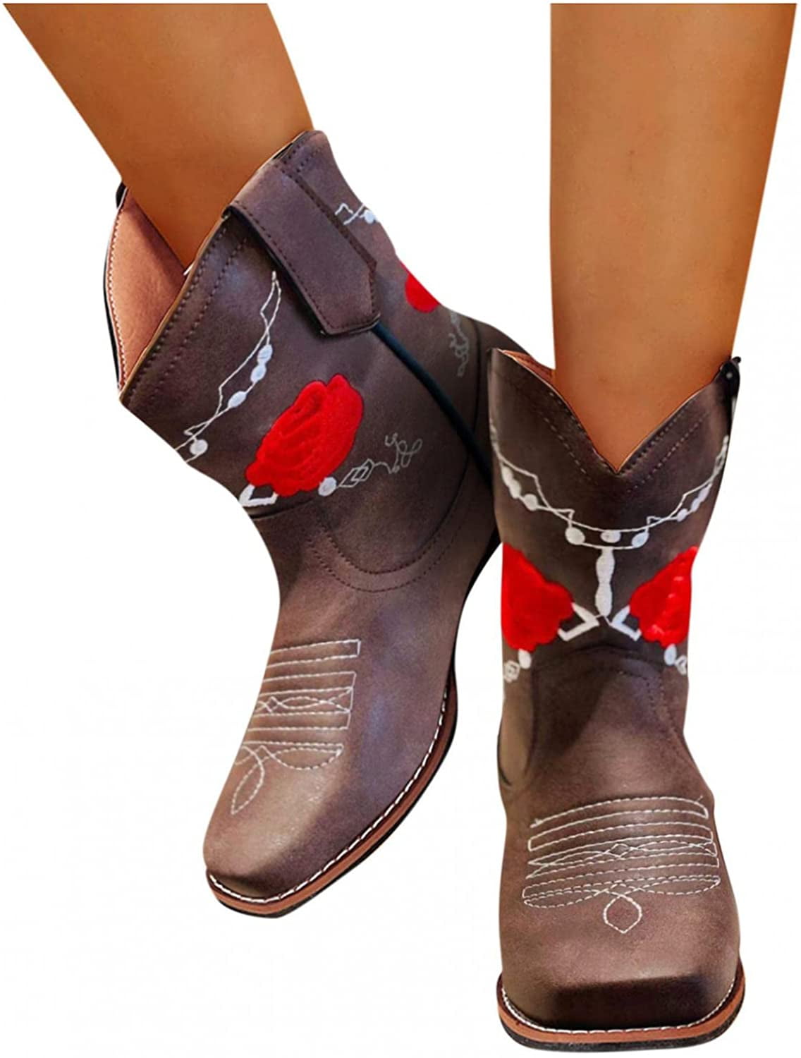 Boots Retro Low Heel Shoes Slip 