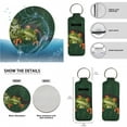 thumbnail image 5 of Jeiento Funny Frog Car Accessories Sets with Car Seat Cover Protector Car Floor Mats Auto Steering Wheel Cover Car Armrest Cover Seat Belt Pads Cup Coasters Keychains Lipstick Holder 17 Pack, 5 of 7