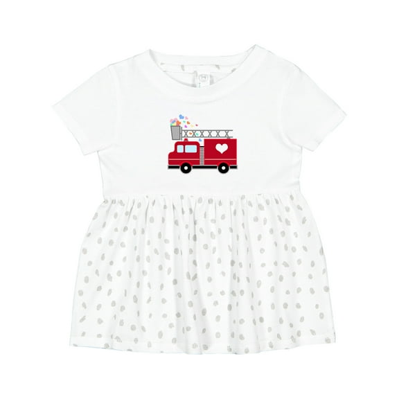 Inktastic Easter Red Firetruck with Pink Hearts Girls Baby Dress