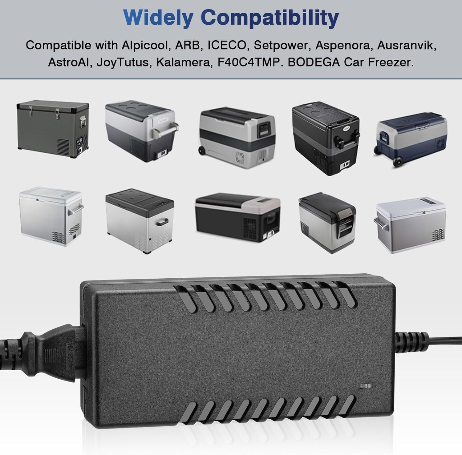 AC Adapter for 12V Refrigerator Freezer Fridge, DC14.5V AC 100-240V with 5.6ft AC Power Cord Power Cable for Car Refrigerator, 60W 80W 87W AC to DC Converter Power Supply for 12 Volt Fridge