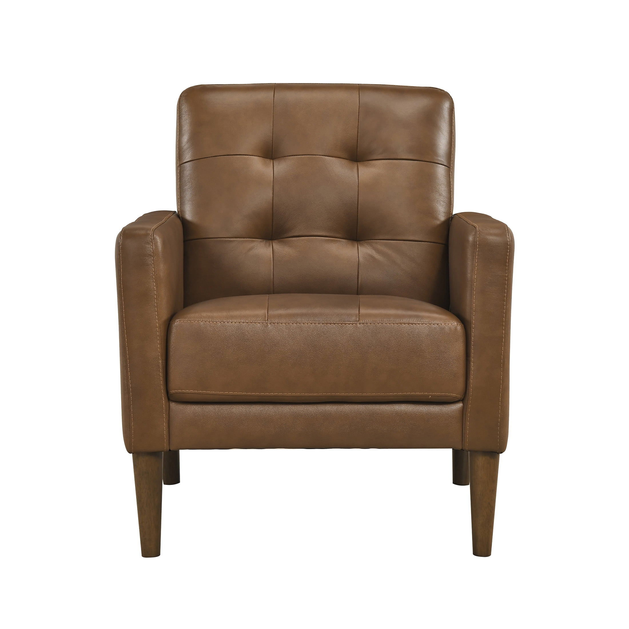 OakvillePark Noma Contemporary Tufted Leather Match Accent Chair, Camel