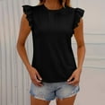thumbnail image 2 of Chbgutlmr Women T Shirts Eyelet Crewneck Ruffle Cap Sleeve Fitting Comfy Breathable Casual Summer Tops, 2 of 8