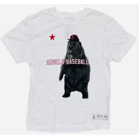 Oakley X Los Angeles Anaheim Angels Women's Cali Bear Baseball MLB Tee T-Shirt (Small, White)