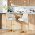 thumbnail image 2 of Modern Velvet Bar Stools Set of 2 Adjustable Swivel Counter Height Chairs with Upholstered Back and Nailhead Trim for Home Pub Kitchen Island, 2 of 7