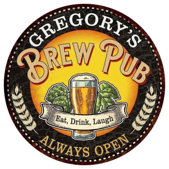 GREGORY'S Beer Pub Man Cave Metal Sign Home Decor 14 inch Round 100140025407