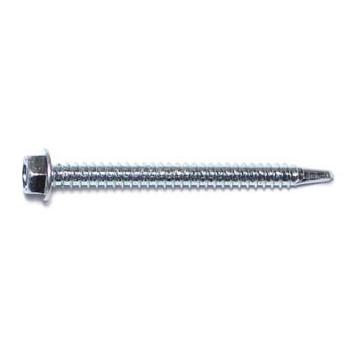

#12-14 x 2-1/2 Zinc Plated Steel Hex Washer Head Self-Drilling Screws