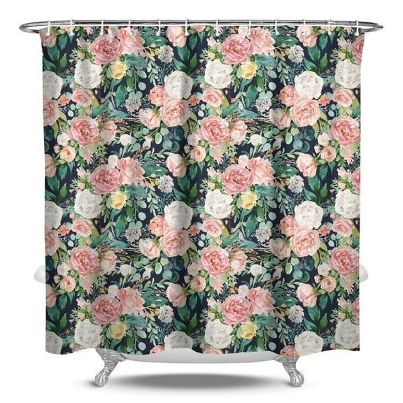 Waterproof Pioneer Shower Curtain 84x72 Inch Polyester Unique Colorful Floral Shower Curtain for Bathroom Hotel Home Decor with 12 Plastic Hooks