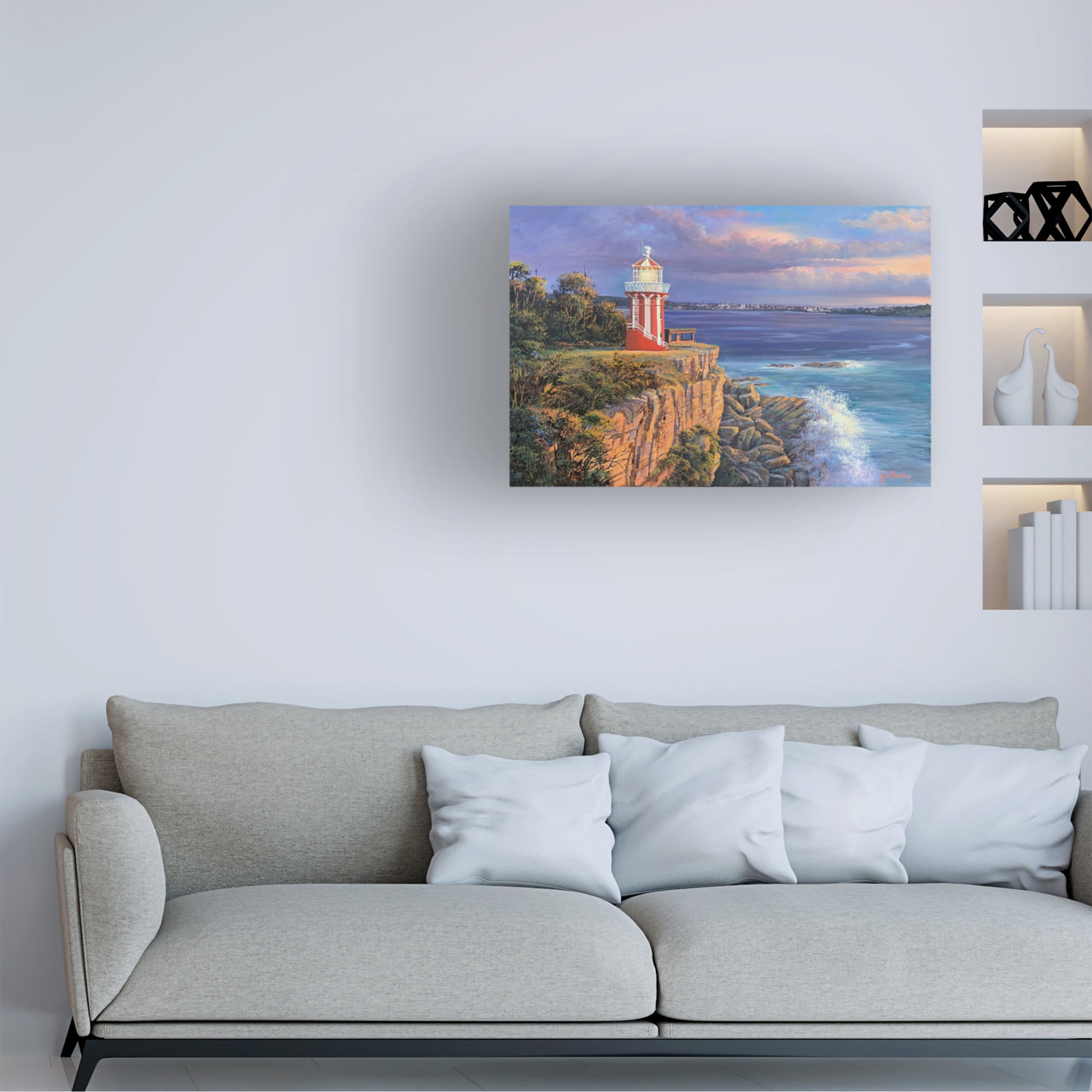 Canvas Wall Art - John Bradley 'Hornby Light - Sydney Harbour' Wall Art for Living Room, Bedroom, or Office Décor by Trademark Fine Art - 32 x 22 Inches