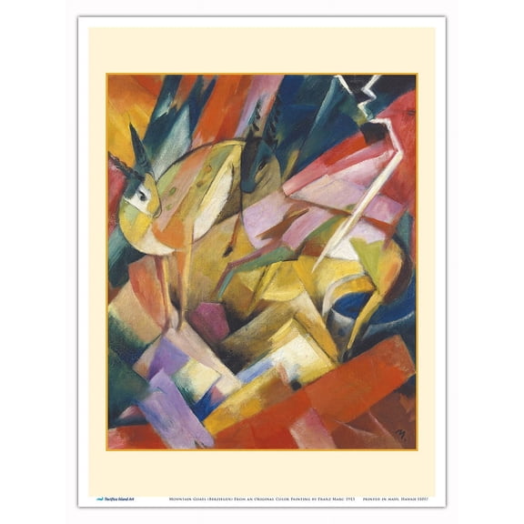 Mountain Goats (Berziegen) - From an Original Color Painting by Franz Marc c.1913 - Master Art Print (Unframed) 9in x 12in