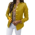 thumbnail image 1 of Innerwin Business Jackets V Neck Women Blazers Work Solid Color Slim Fit Cardigan Jacket Yellow L, 1 of 2