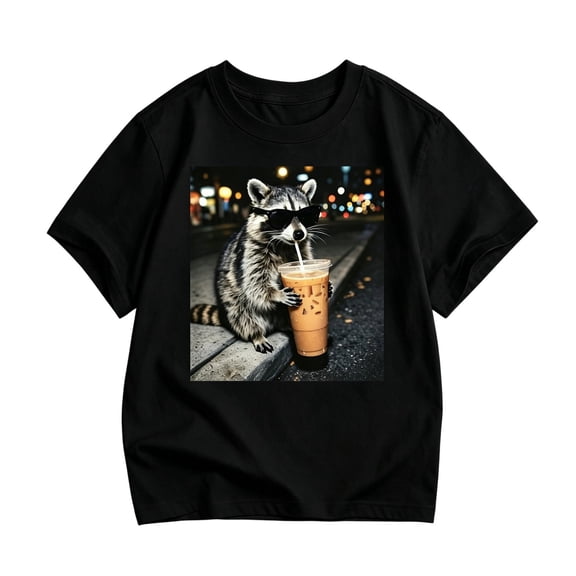 Ulitacool Boy Tops Round Neck T Shirts Short Sleeve Graphic Prints Tee Toddler Durable Clothing Black