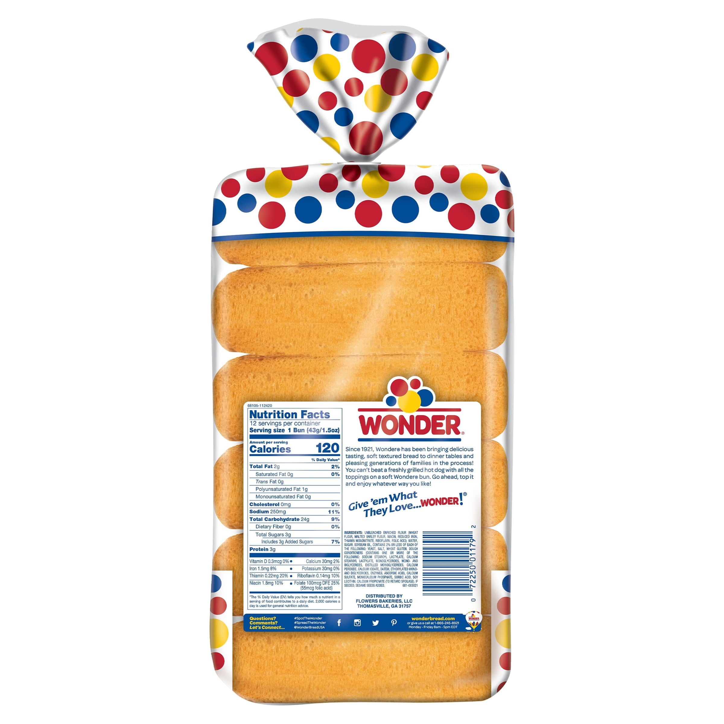 Wonder Bread Classic Extra Soft Hot Dog Buns, White Bread Buns, 18 oz., 12 Ct, Shelf-Stable