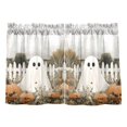 thumbnail image 7 of Yayeee Kitchen Curtains Light Filtering 27"x36" Rod Pocket Short Cafe Window Panel, Halloween Pumpkin Field, 7 of 7