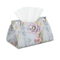 thumbnail image 2 of Lsque Vintage Rose Printed Long Tissue Box Cover Holder, Facial Paper Organizer Dispenser,Triangle with Bottom Belt, PVC Leather Decorative Organizer, 2 of 9
