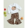 thumbnail image 3 of Wassery Baby Girls 2Pcs Fall Winter Clothes Long Sleeve Letters Print Sweatshirt Leopard Print Flare Pants 6M 12M 18T 2T 3T Toddler Pants Sets, 3 of 8