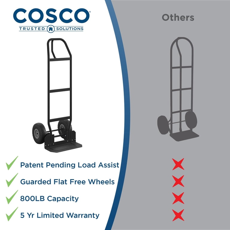 COSCO Load Assist Hand Truck with P handle & flat free wheels
