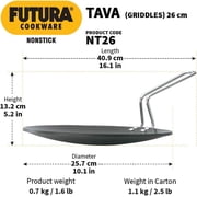 Hawkins Futura Non-Stick Concave Tava Griddle 10 in with Steel Handle