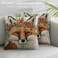 thumbnail image 3 of Throw Pillow Covers Animal with Flower Wreath Linen Square Home Decorative Throw Pillow Case Cushion Covers Inches (Dog), 3 of 5