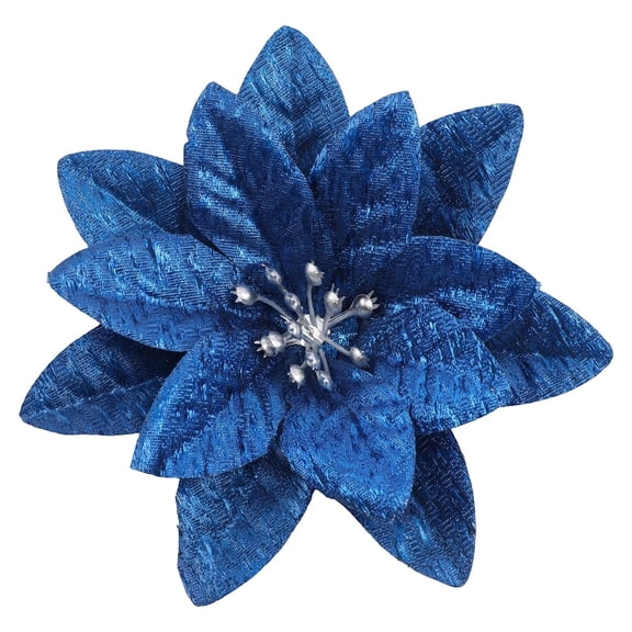 RZDLIZJ 1 Pcs 5.12'' Poinsettia Flower Christmas Artificial Flower,Blue
