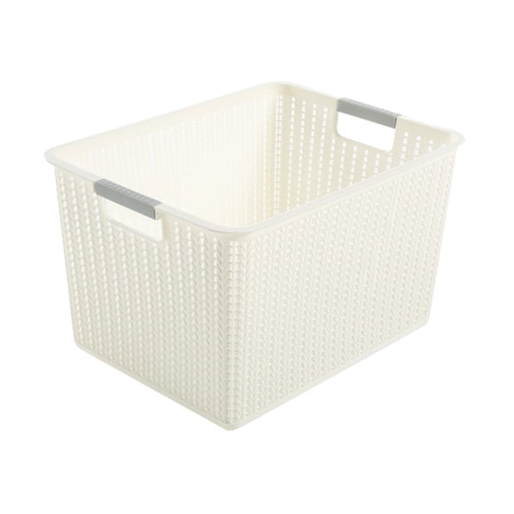 Yuarrent Caja de plástico duradera - Organizador de almacenamiento apilable para habitación o dormitorio Ahorre espacio cuando no esté en la Almacenamiento y organización del hogar blanco L
