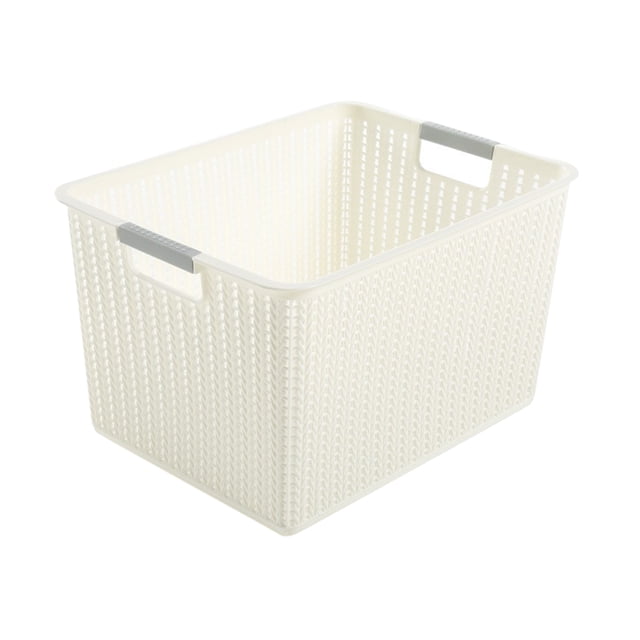 Yuarrent Caja de plástico duradera - Organizador de almacenamiento apilable para habitación o dormitorio Ahorre espacio cuando no esté en la Almacenamiento y organización del hogar blanco L