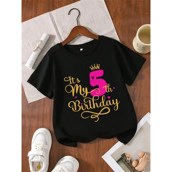 Childrens Wear Its My 5th Birthday Graphic T Shirt For Kids Cute Style Fifth Birthday Gift Unisex Short Sleeve Cotton Tee