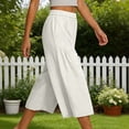 thumbnail image 5 of BUIGTTKLOP Capri Pants for Women High Waisted Cropped Lounge Pants Wide Leg Pleated Summer Capris with Pockets, 5 of 6