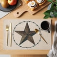 thumbnail image 2 of Texas Star Rustic Placemats Set of 4, Vintage Farmhouse Striped Brown Placemats for Dining Table, Place Mats for Kitchen Tabletop, Waterproof Wipeable Dining Table Mats Set, 2 of 9