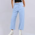 thumbnail image 2 of zbxnLI Women Wide Leg Sweatpants Drawstring Elastic Waist Straight Pants Joggers Open Bottom Comfy Work Sweatpant with Pockets, 2 of 6