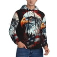 thumbnail image 2 of Naloa USA Bald Eagle Men's Casual Hooded Collar Drawstring Hoodies Pullover Sweatshirts Casual Long Sleeve Shirts-Large, 2 of 7