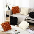 thumbnail image 2 of 2 Pcs Knot Pillows Square Knotted Plush Throws Soft Accent Pillows Decoration Cushion for Couch Home Office Living Room Bedroom Bed Sofa Decor, 12'' x 13''(Ivory,Crystal Velvet), 2 of 6