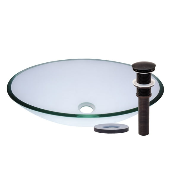 Miseno MNO-C2108-ORB Oval 20" Glass Vessel Bathroom Sink;Oil Rubbed Bronze Drain