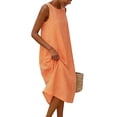 thumbnail image 4 of TaTaai Women's Striped Print Sleeveless Maxi Dress with Round Neck, Side Pockets, and Casual Comfortable Fit Gift, 4 of 5
