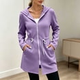 thumbnail image 5 of aohooy Cinch Waist Hoodie for Women Drawstring Full Zip Up Sweatshirts Jacket Fall Lightweight Long Sleeve Hooded Workout Jackets Purple,M, 5 of 8
