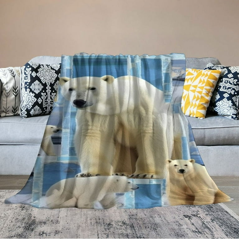 COMIO Polar Bear Blanket for Women Girls Soft Cozy Polar Bear