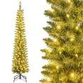 thumbnail image 1 of Costway Árbol de Navidad tipo lápiz preiluminado de 180 cm con 180 luces LED y 390 puntas de ramas para fiesta, 1 of 5