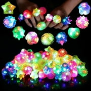 Soft Jelly Light Up Rings Toy with Flashing Blinking LED Lights Kids Party Favor ,24 Pack