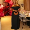thumbnail image 2 of Women's Strapless Slash Neck Sleeveless Pleated Waistband Split Long Dress, Hips Wrapped, Solid Color, 2 of 24