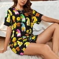 thumbnail image 4 of Haiem Gnomes With Sunflowers Pattern Pajama Set for Women 2 Piece Lounge Set Short Sleeve Tops and Shorts Soft Sleepwear-Medium, 4 of 7
