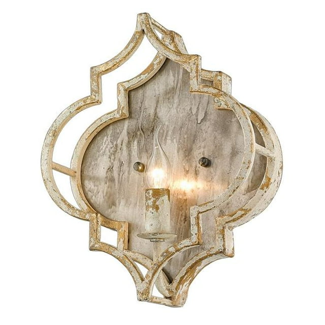 Golden Lighting 0872-WSC AI 11 in. Ravina Antique Ivory Sconce Damp Wall Light