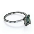 thumbnail image 3 of JeenMata Solitaire 1.25 Carat Emerald Cut Lab Created Alexandrite and Moissanite Semi Eternity Pave Engagement Ring - 18k Black Gold over Silver, 3 of 4