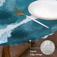 thumbnail image 4 of Round Fitted Tablecloths with Elastic Edge Boho Gradient Ocean Sea Wave Oil-Proof Waterproof Wipeable Table Cover for Kitchen Dining Party Decor Seaside Coastal Scene Hawaii Table Clothes,45" - 54", 4 of 9